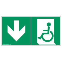 Panneau Evacuation PMR sortie en bas ISO 7010 - ST