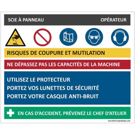 Fiche sécurité scie à panneau - H 200 x L 240 mm -