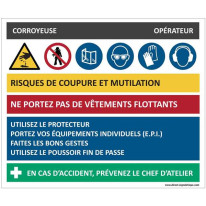Fiche sécurité corroyeuse - H 200 x L 240 mm - PVC