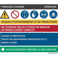 Fiche sécurité perçeuse à colonne - H 200 x L 240