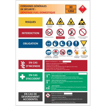 Consignes de dépotage fuel domestique en PVC - H 4
