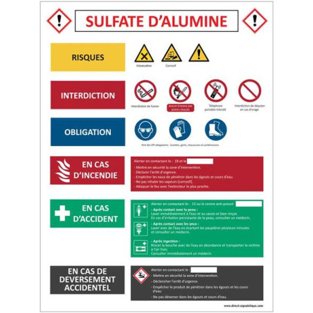 Consignes sulfate d´alumine en PVC - H 400 x L 300