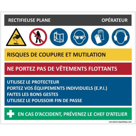 Fiche sécurité rectifieuse plane - H 200 x L 240 m