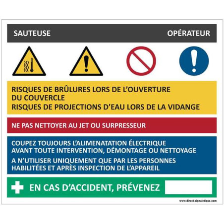 Fiche sécurité sauteuse - H 200 x L 240 mm - PVC 2