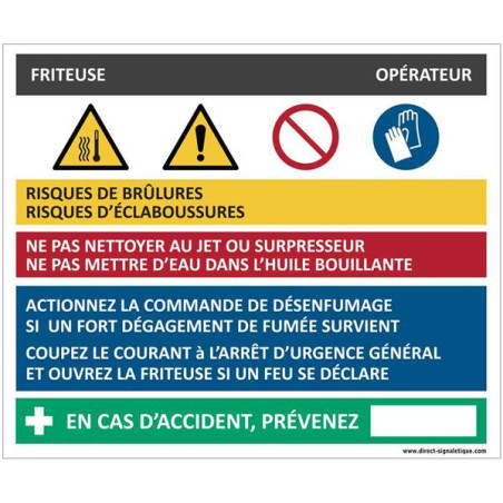 Fiche sécurité friteuse - H 200 x L 240 mm - PVC 2