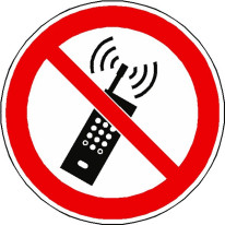 Panneau interdiction d´activer des téléphone mobil