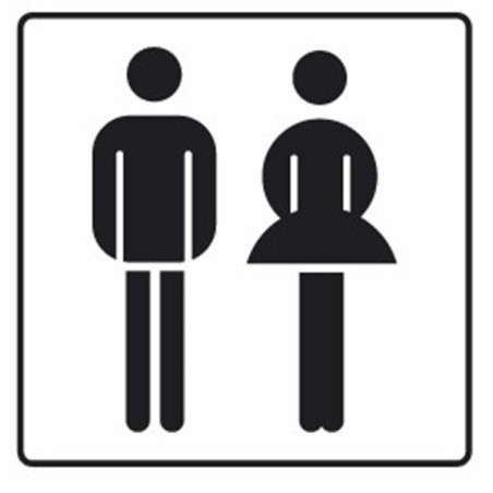 Drapeau avec picto verre trempé recto/verso - Toilettes Hommes/Femmes - 200 x 200 mm - Gamme Glass