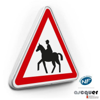 Panneau de danger Attention Chevaux - A15c
