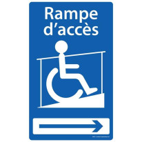 Panneau Rampe d’accès PMR + flèche à droite - Fond