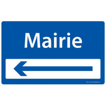 Panneau Mairie + flèche à gauche - Fond bleu - H 2