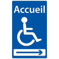 Panneau Accueil pour PMR + flcèhe à droite - Fond 