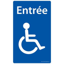 Panneau Entrée aménagée pour PMR - Fond bleu - H 2