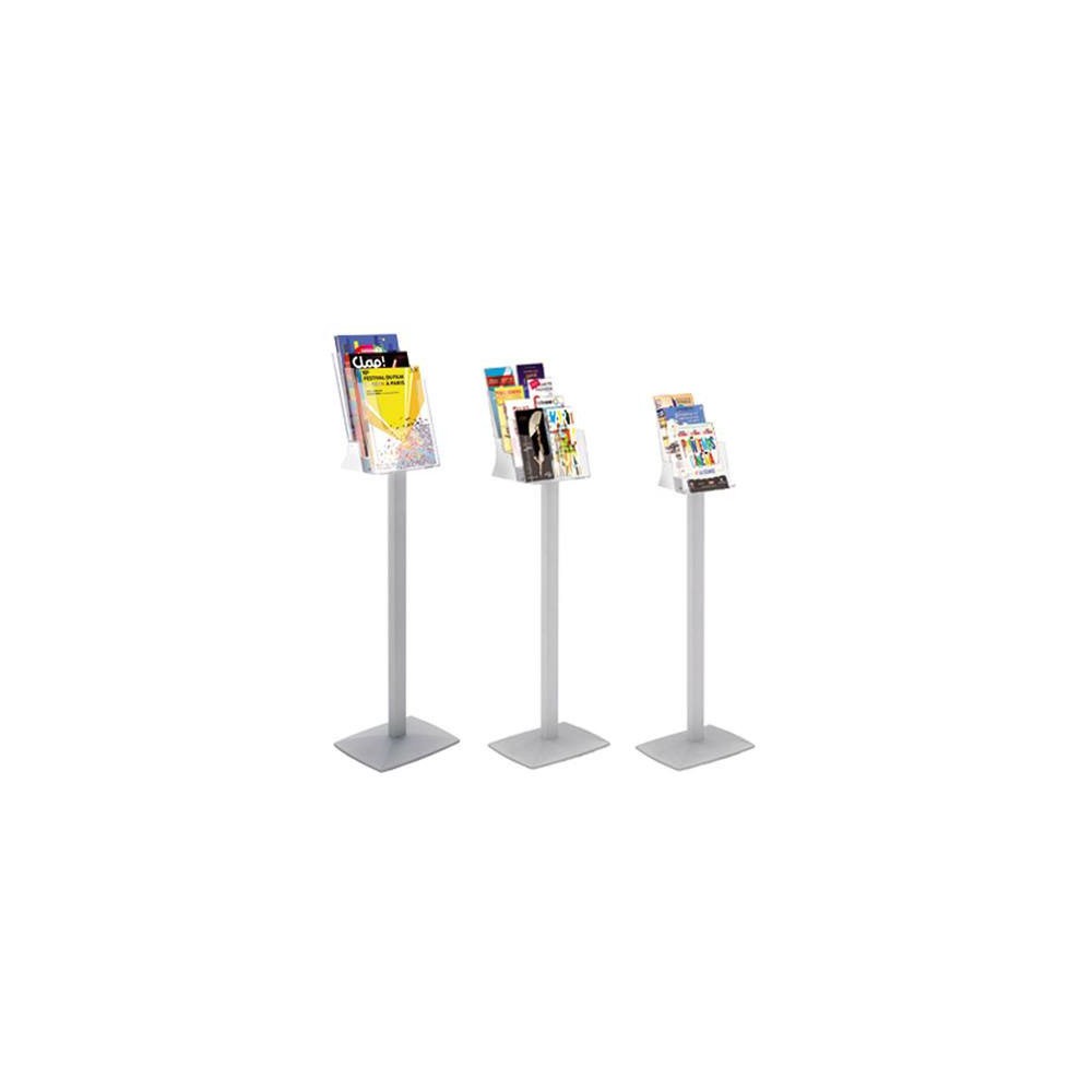 Porte-brochures DIN Long 99x210mm - Avec Compartiment Cartes De Visite - Transparent Pour Comptoir/bureau