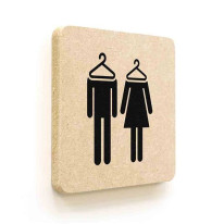 Plaque de porte carrée Picto Vestiaires en Bois mé