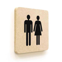 Plaque de porte carrée Picto Toilettes Hommes Femm