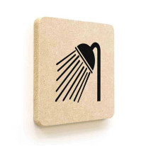 Plaque de porte carrée Picto Douche en Bois médium