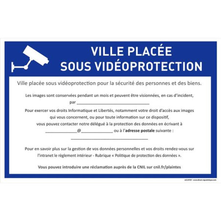 Panneau ville sous vidéo surveillance à remplir pa