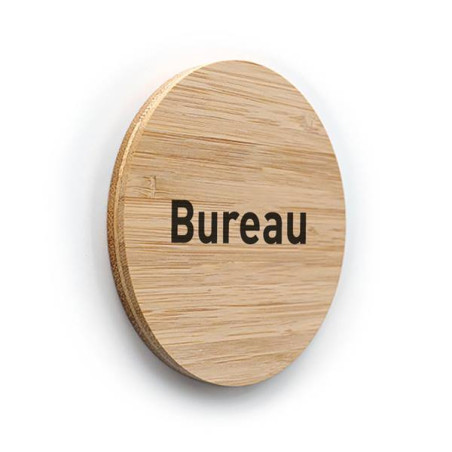 Plaque de porte texte Bureau ø 100 mm - gamme Bamb