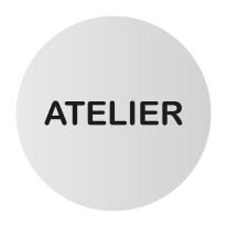 Plaque de porte aluminium brossé Texte Atelier - Ø