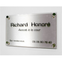 Plaque professionnelle en plexi sur support en alu