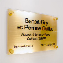 Plaque professionnelle en plexi sur support effet 