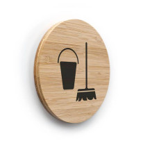 Plaque de porte picto Local ménage ø 83 mm - gamme