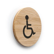 Plaque de porte picto Toilettes PMR ø 83 mm - gamm