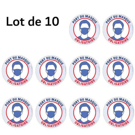 Lot de 10 Autocollants Officiels Port du Masque Ob