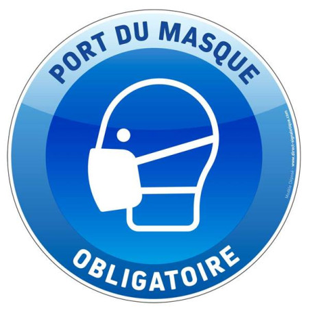 Marquage au sol masque obligatoire rond bleu et bl