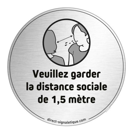 Plaque en aluminium brossé Veuillez garder la dist