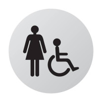 Plaque de porte aluminium brossé Picto Toilettes F