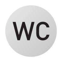 Plaque de porte aluminium brossé Texte WC - Ø 83 m
