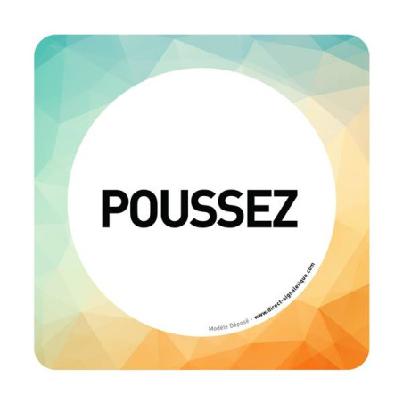 Plaque de porte Poussez - 150 x 150 mm - PVC de 2 