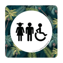 Plaque de porte Toilettes Garçons, Filles et PMR -