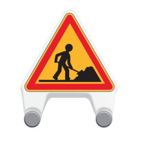 Panneau temporaire danger travaux en plastique - A