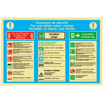 Consignes d´urgence en 3 langues - PVC Photolumine