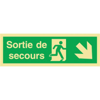 Panneau Sortie de secours en bas à droite Photolum