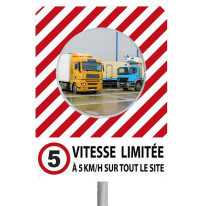 Miroir de sécurité à message VITESSE LIMITEE 5km/h