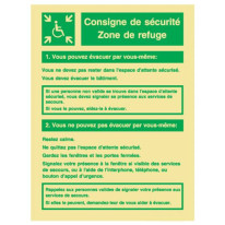 Consignes zone de refuge photoluminescent - PVC