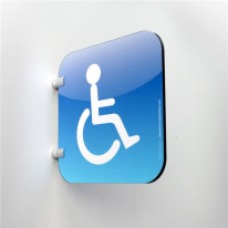 Plaque en drapeau Toilettes Handicapés - Gamme Dra