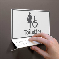 Support tactile en braille - Toilettes Femmes Hand