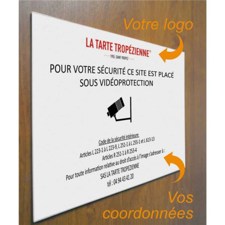 Panneau Sous vidéo protection personnalisé (bâtime