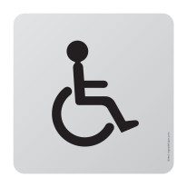 Plaque de porte aluminium brossé Picto Toilettes H