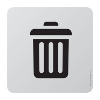 Plaque de porte aluminium brossé Picto Poubelle -