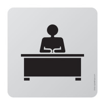 Plaque de porte aluminium brossé Picto Secrétariat