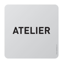 Plaque de porte aluminium brossé Texte Atelier - 1