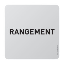 Plaque de porte aluminium brossé Texte Rangement -