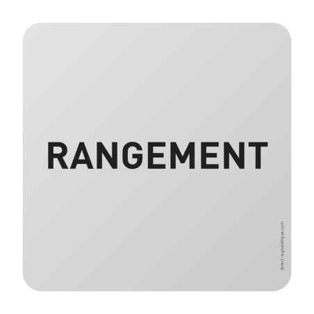 Plaque de porte aluminium brossé Texte Rangement -