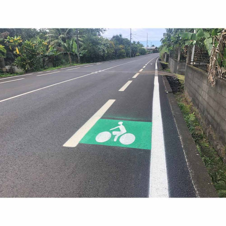 Piste cyclable effectuée avec la peinture