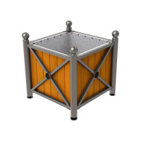 Bac à palmier traditionnel acier et bois - Pommeau Boule - Gris